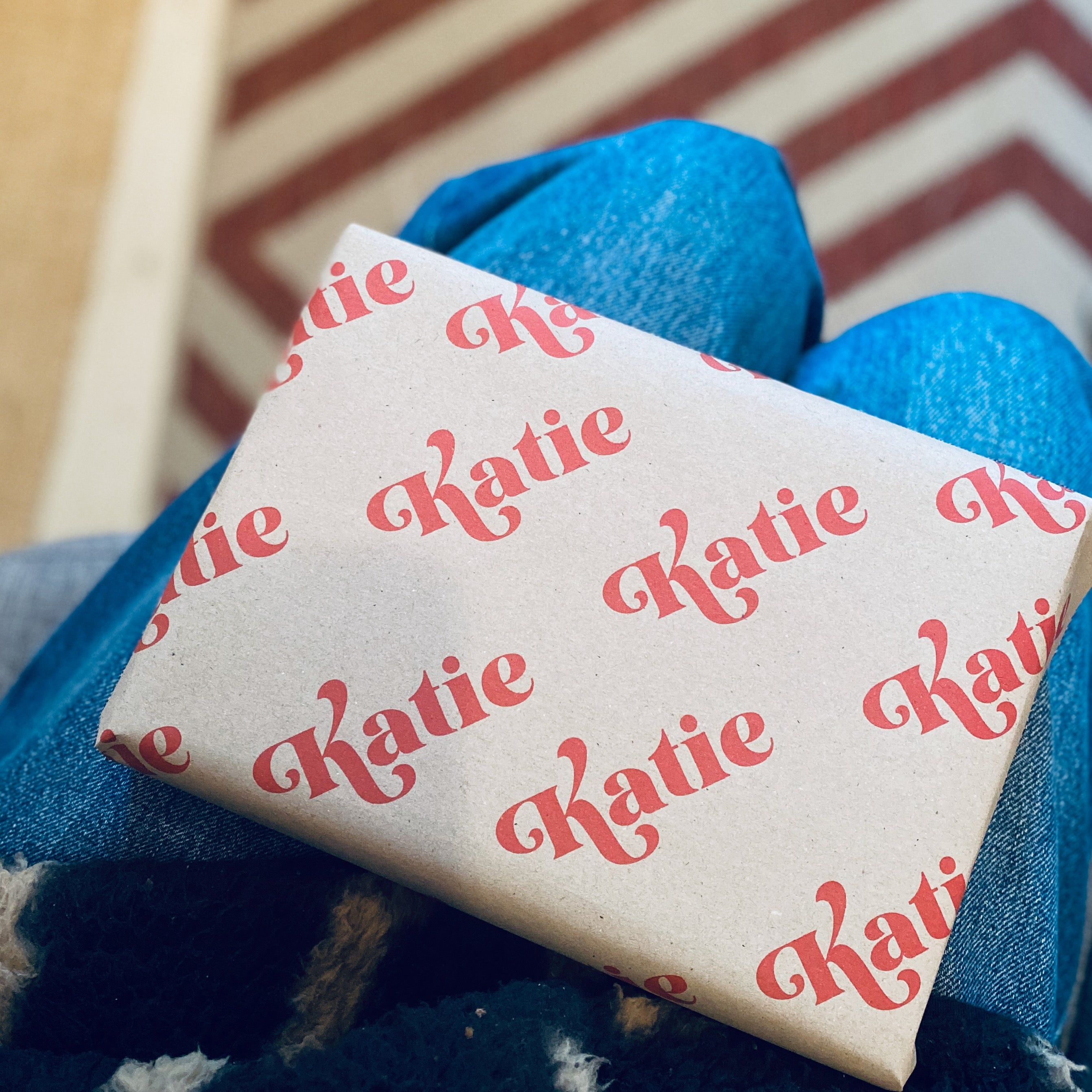 Retro Name Personalised Christmas Wrapping Paper