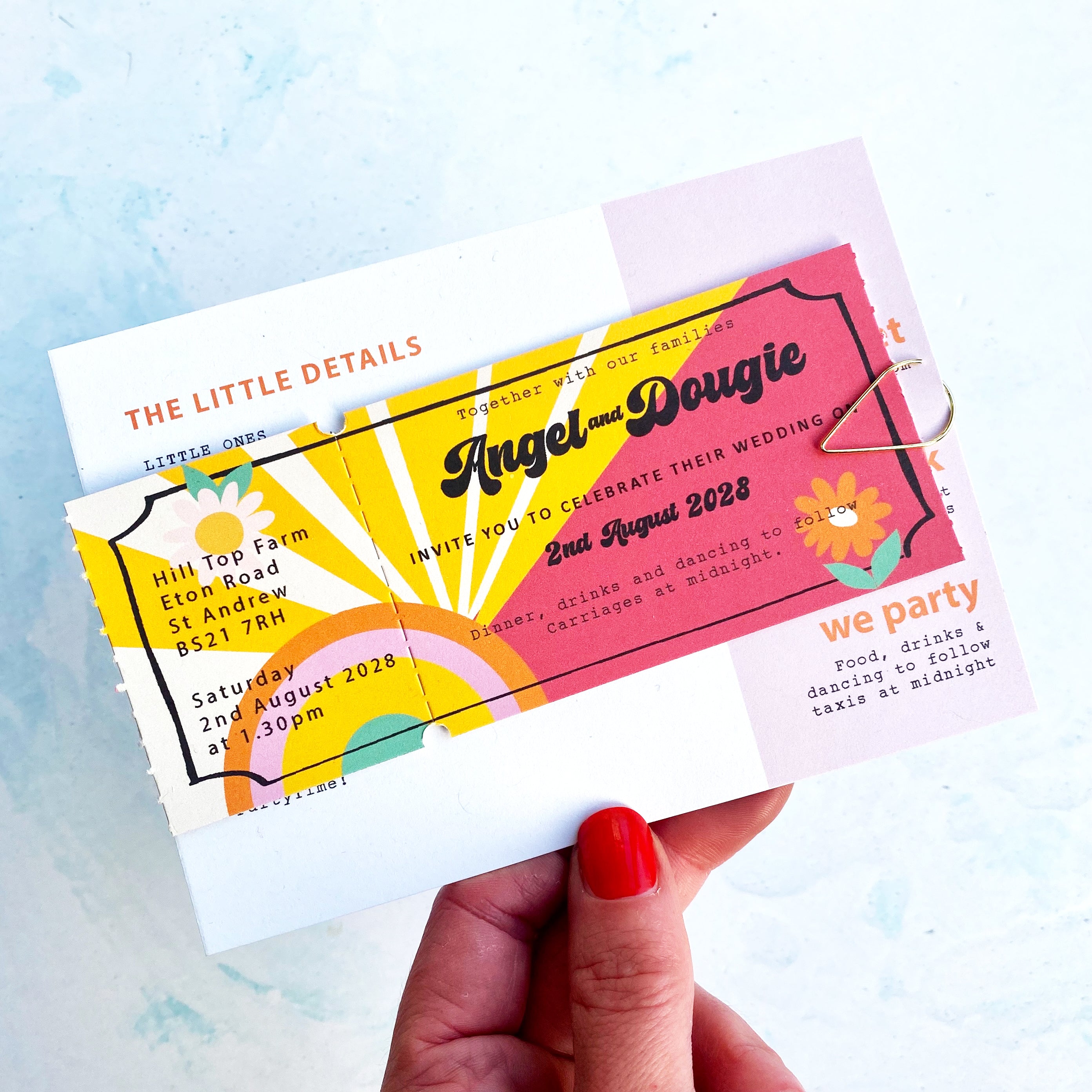 Festival Ticket Wedding Invitation - Rainbow