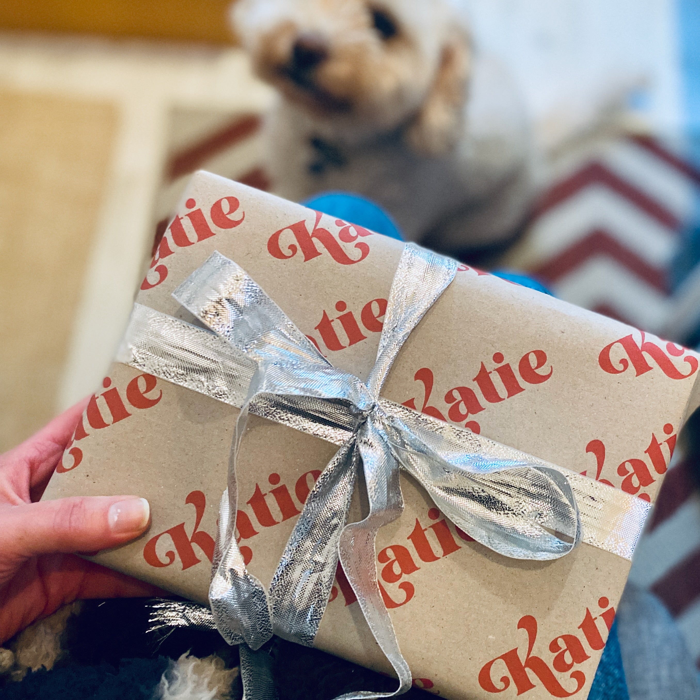 Retro Name Personalised Christmas Wrapping Paper
