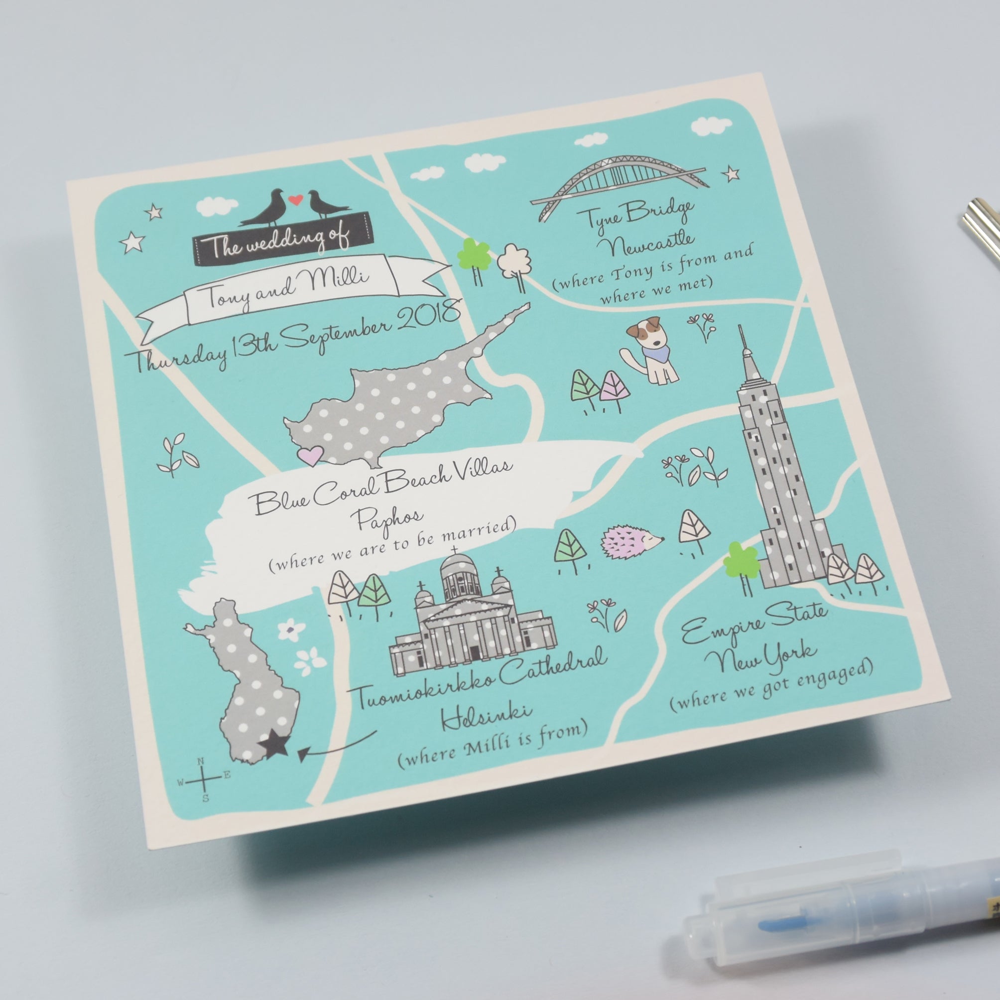 Places Bespoke Map Invitation