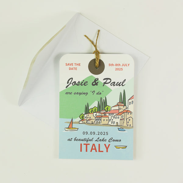 Lake Como, Italy Luggage Tag Save the Date