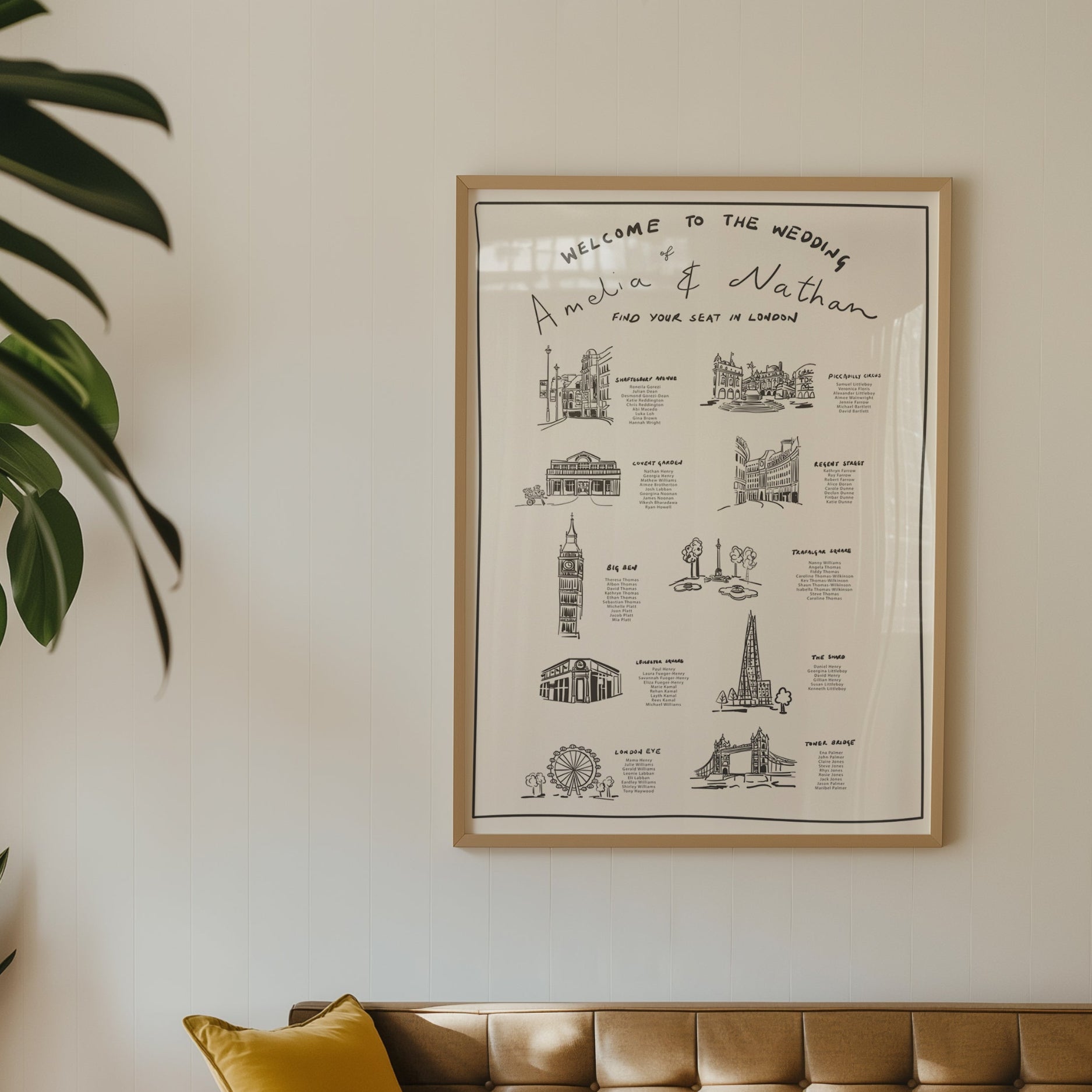 Table Plan with Bespoke Illustrated Places
