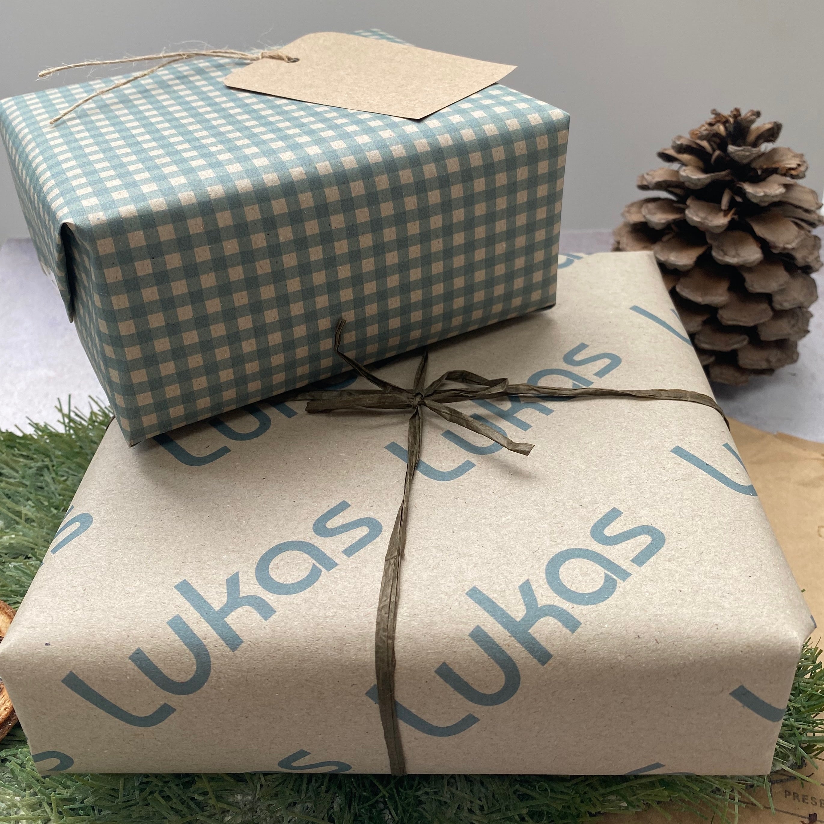 Blue/Green Gingham Christmas Wrapping paper