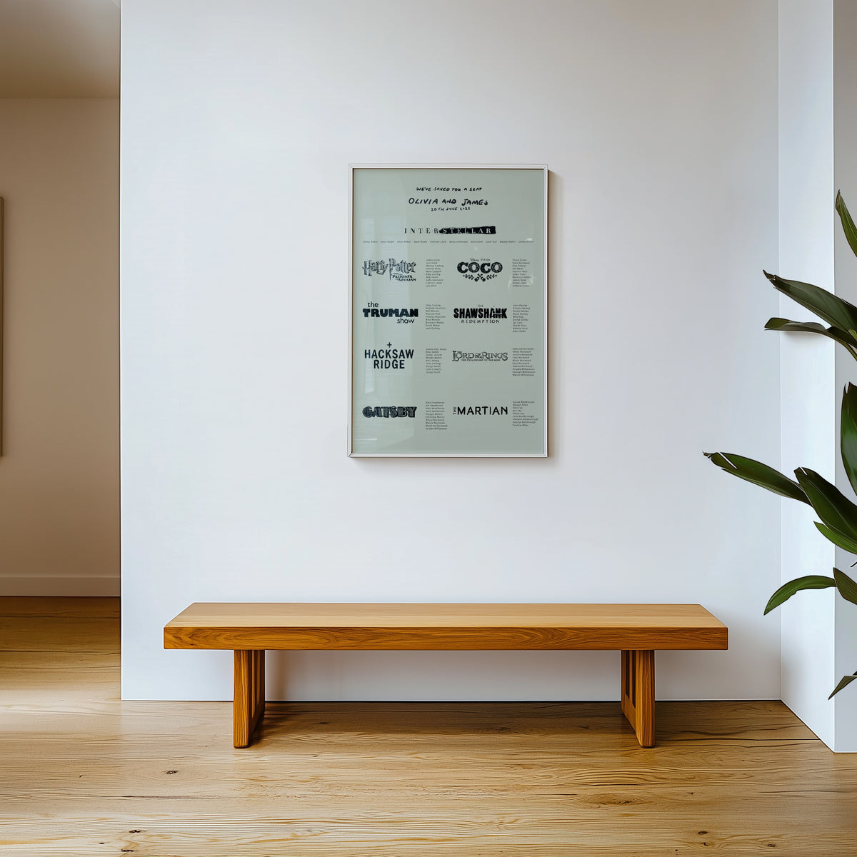 Wedding Table Plan with Bespoke Film/Places Illustrations