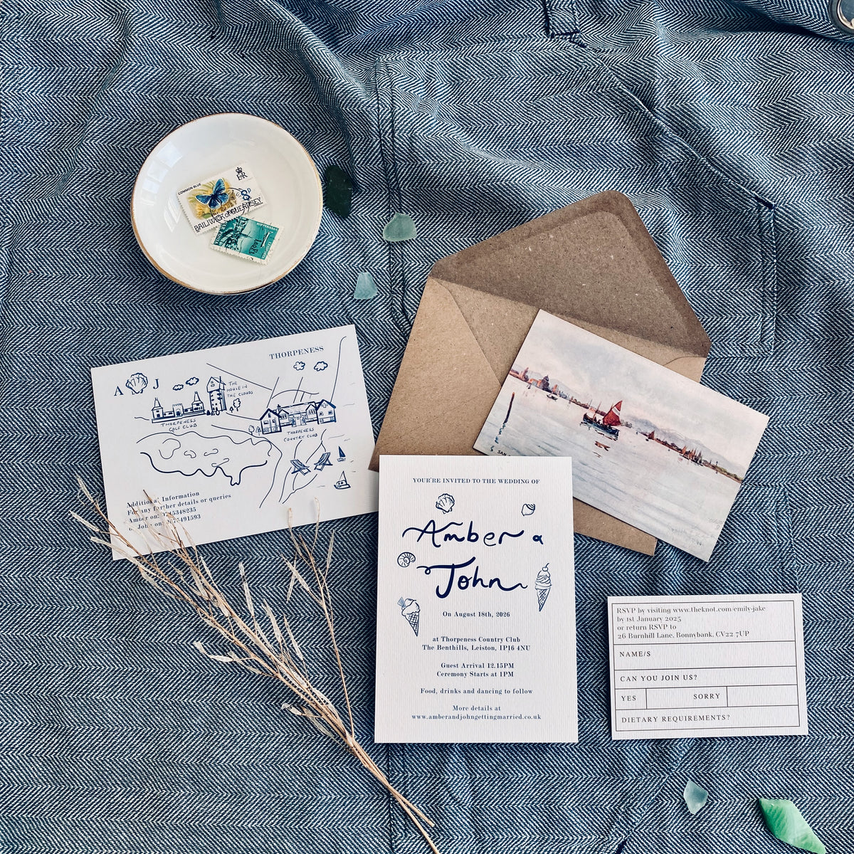 Seaside- Beach Themed Wedding Invitation Collection.