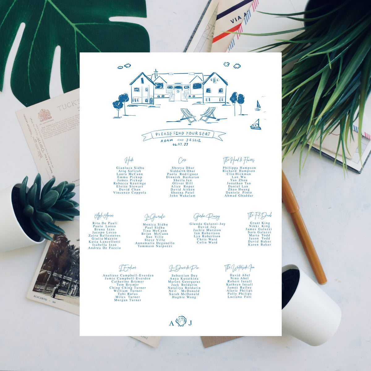 Bespoke Hand-Illustrated Venue Table Plan
