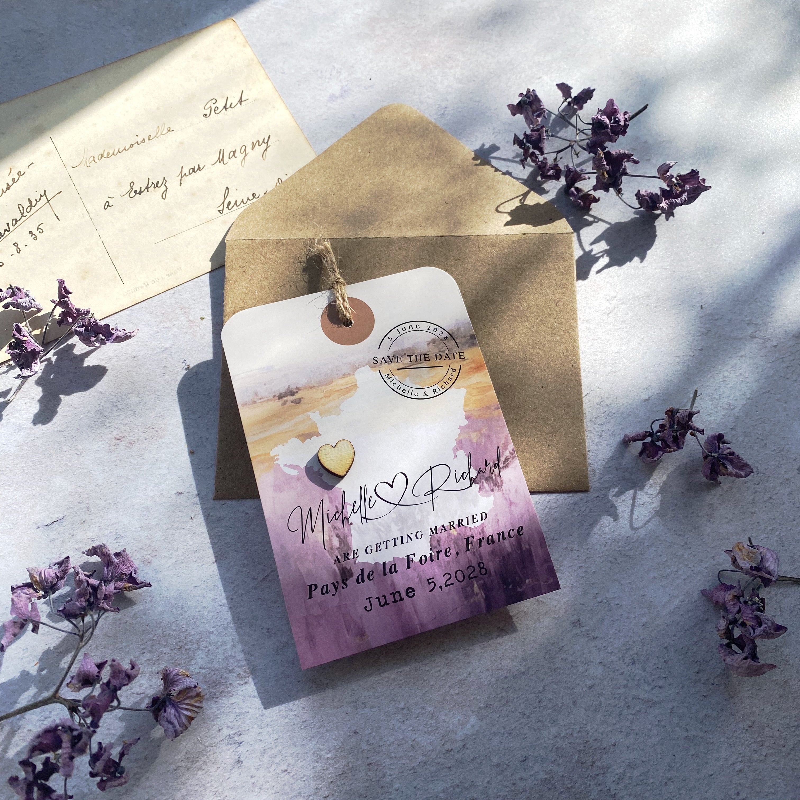Luggage Tag with wooden heart - Landscape