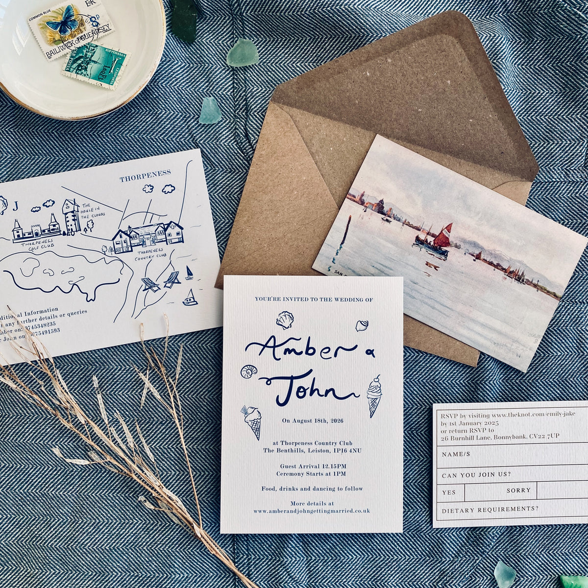 Seaside- Beach Themed Wedding Invitation Collection.