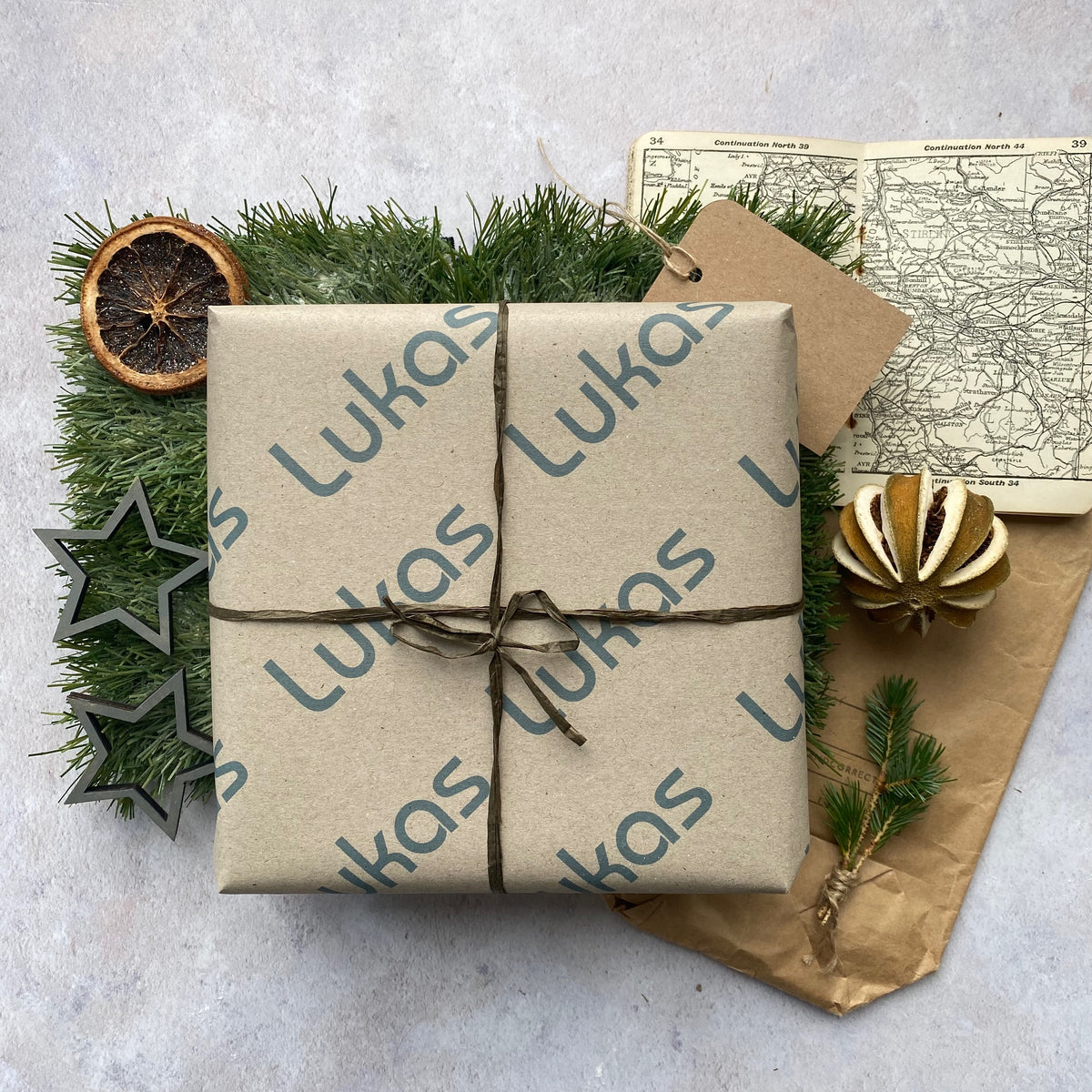 Retro Vintage Christmas Personalised Name Wrapping Paper Set