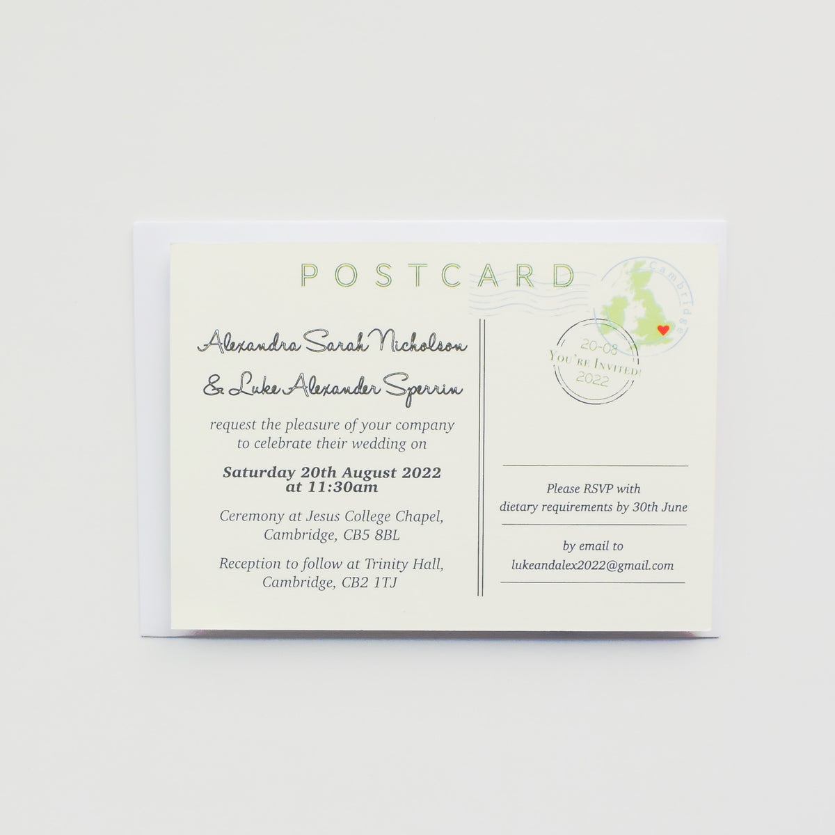 Illustrated Bespoke Map Invitation - (Cambridge -patterned)