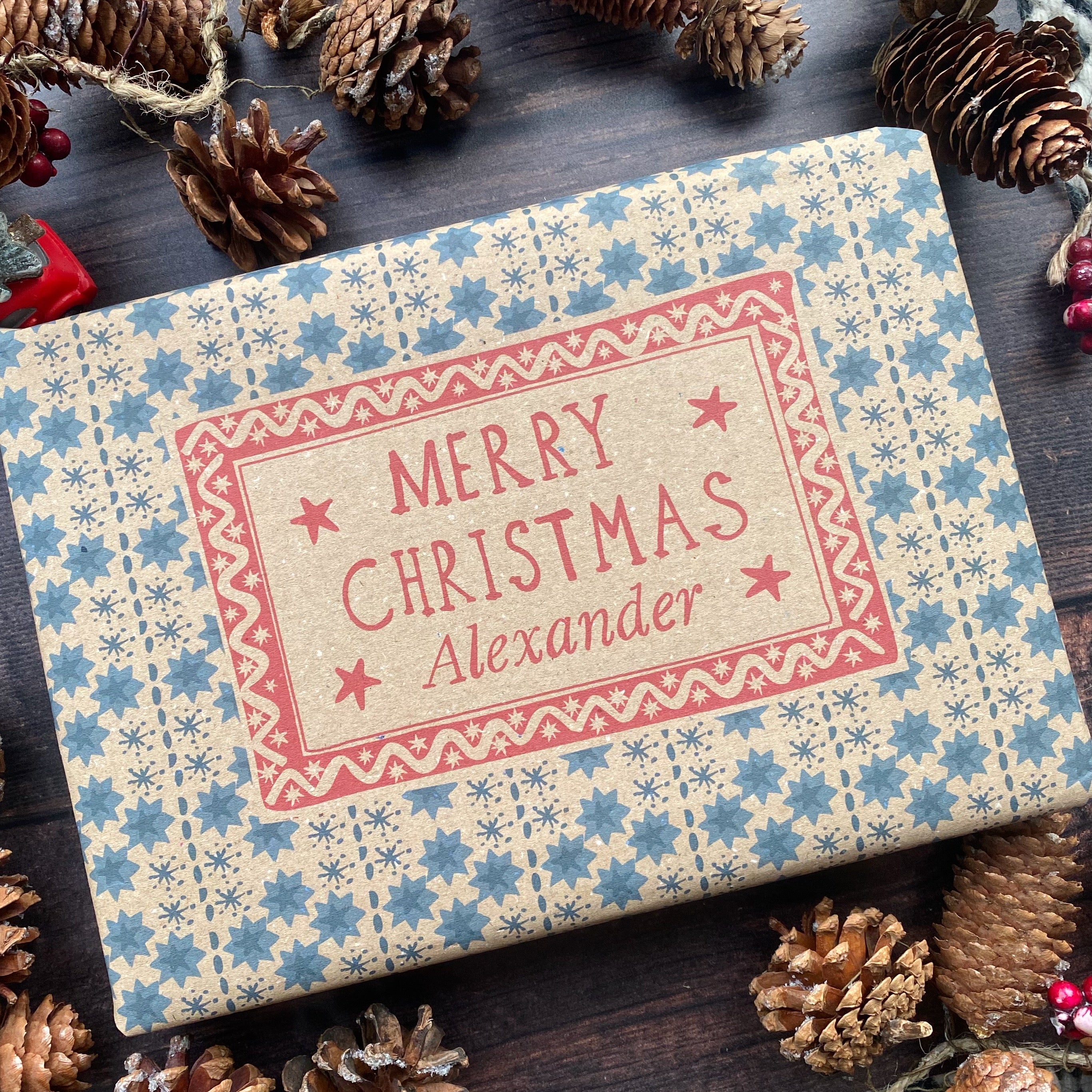 Christmas Personalised Name Paper Fibre Manilla Kraft Wrapping Paper