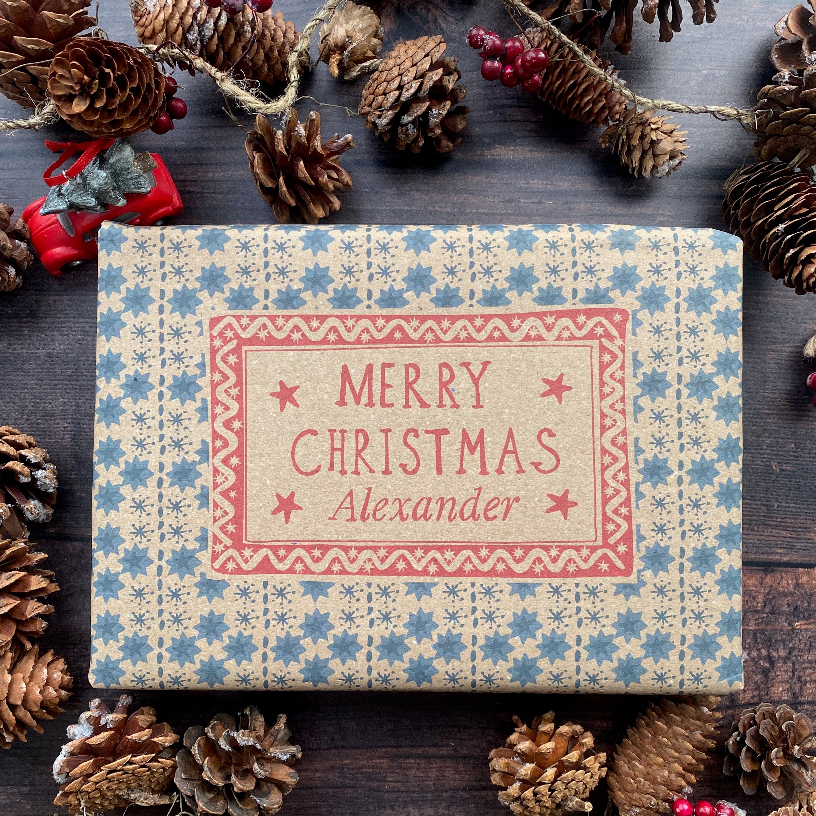 Christmas Personalised Name Paper Fibre Manilla Kraft Wrapping Paper