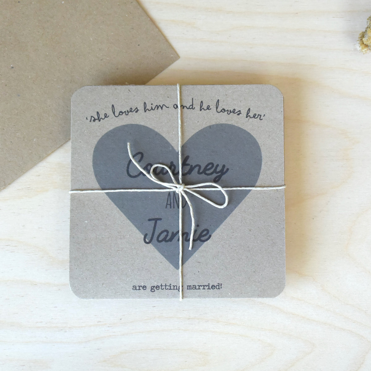 Heart Tri Fold Recycled Folded Wedding Invitation