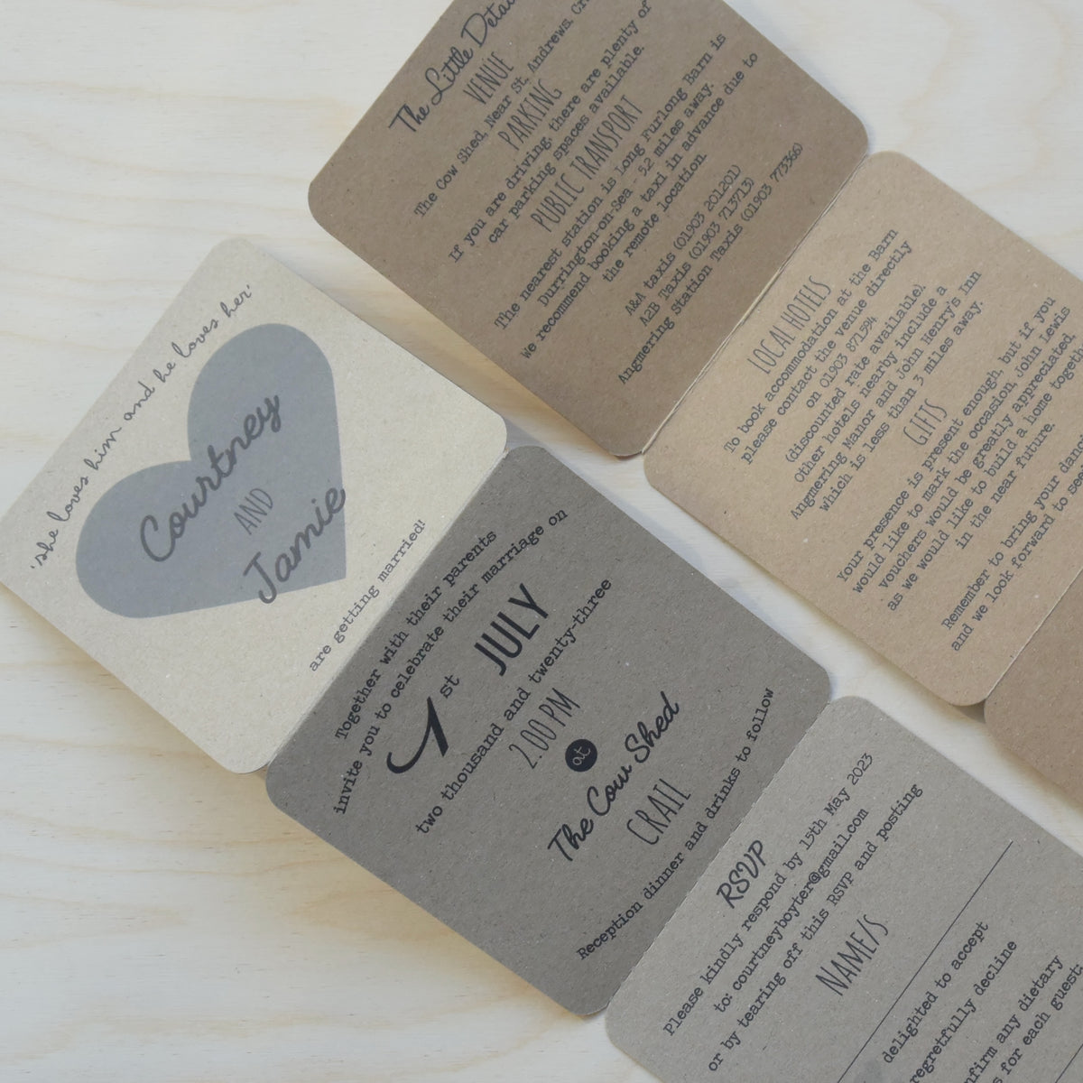 Heart Tri Fold Recycled Folded Wedding Invitation