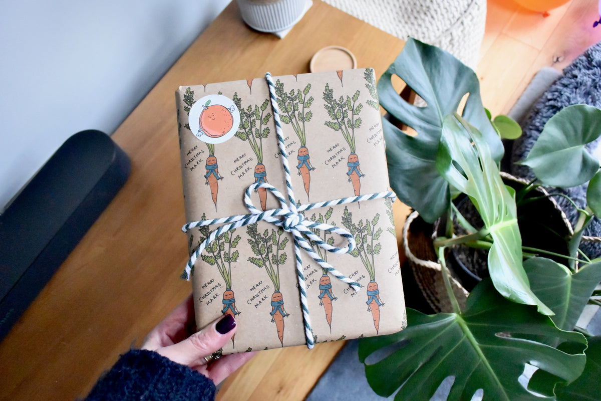 Personalised Carrot Christmas Wrapping Paper