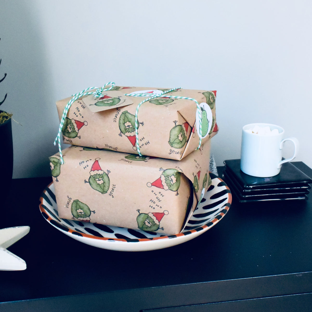 Personalised Brussels sprout Christmas Wrapping Paper