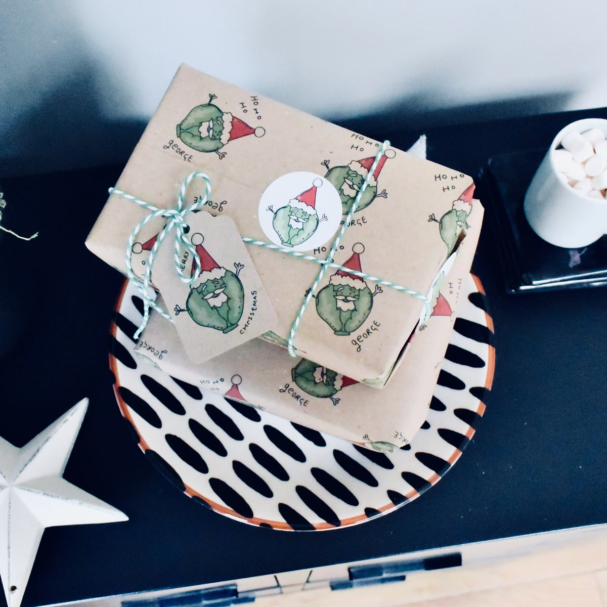 Personalised Brussels sprout Christmas Wrapping Paper