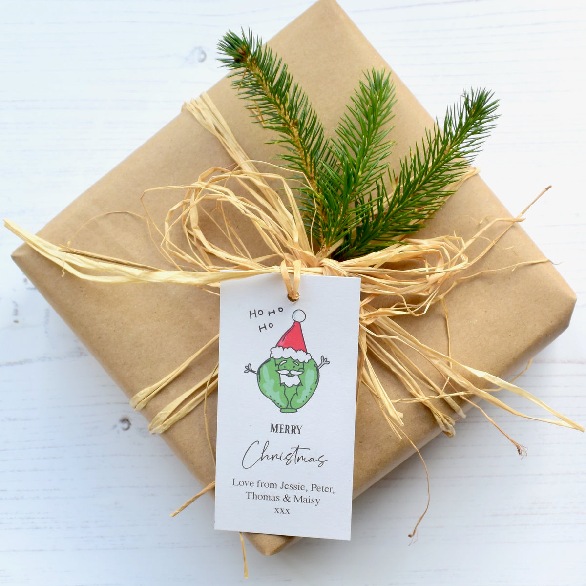 10 Personalised Fun/Cute Brussels Sprout Personalised Christmas Gift Tags