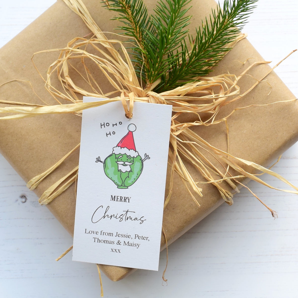 10 Personalised Fun/Cute Brussels Sprout Personalised Christmas Gift Tags