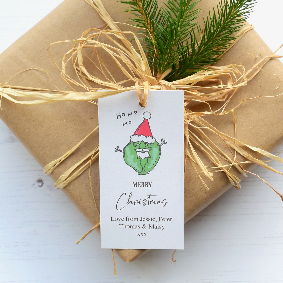 10 Personalised Fun/Cute Brussels Sprout Personalised Christmas Gift Tags
