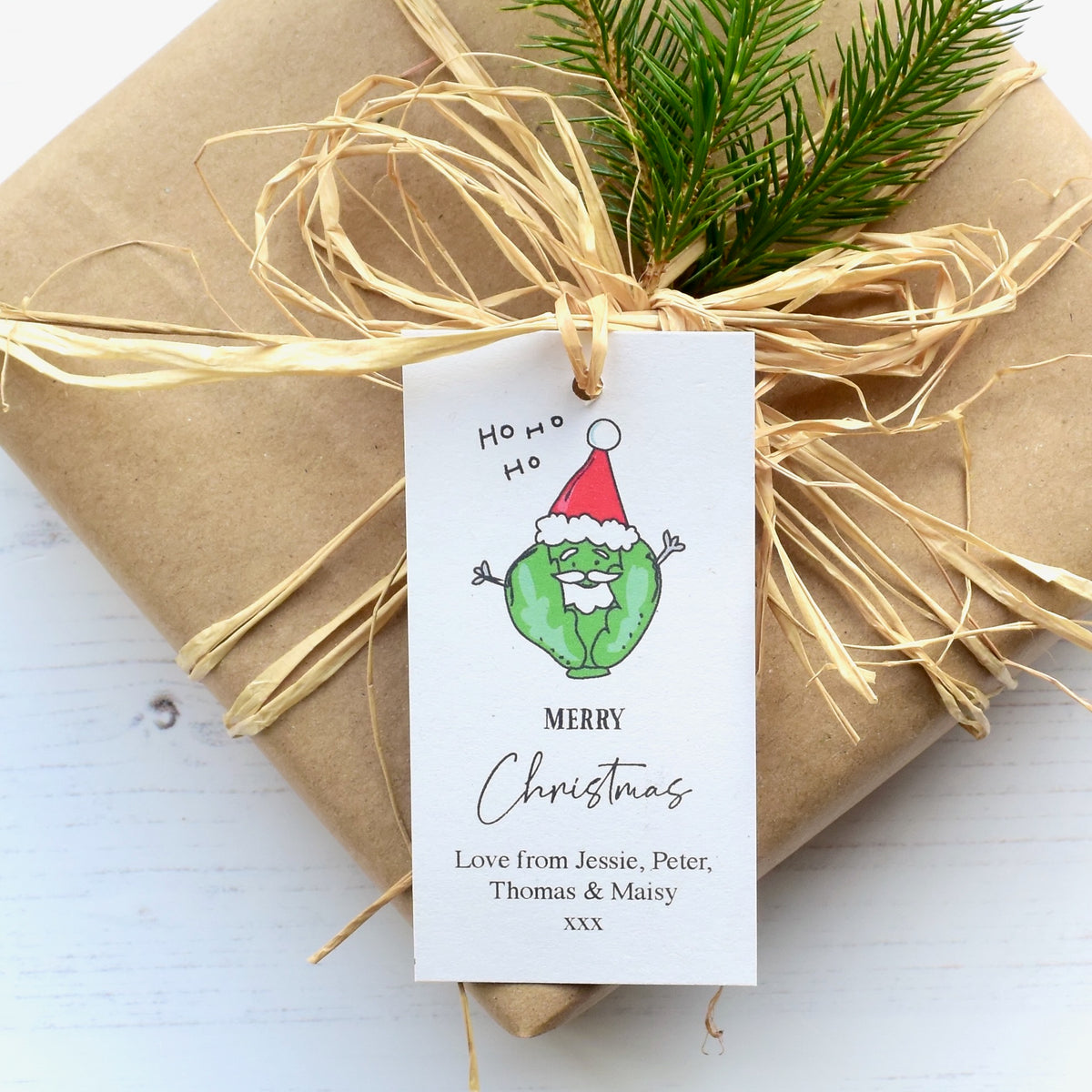 10 Personalised Fun/Cute Brussels Sprout Personalised Christmas Gift Tags