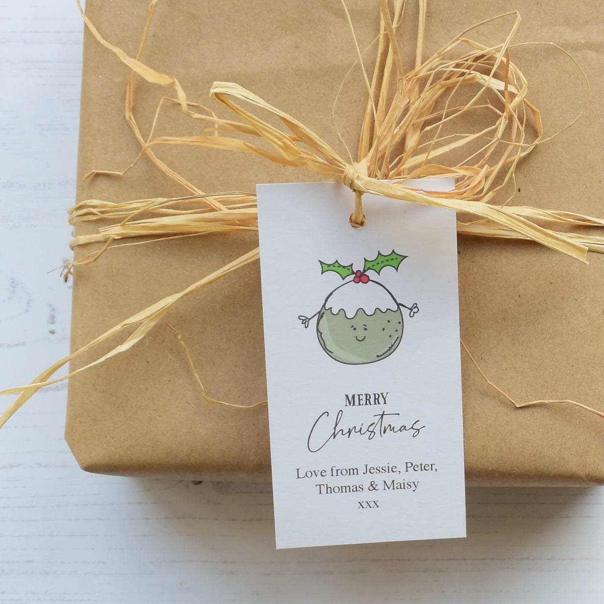 10 Personalised Christmas Pudding Christmas Gift Tags