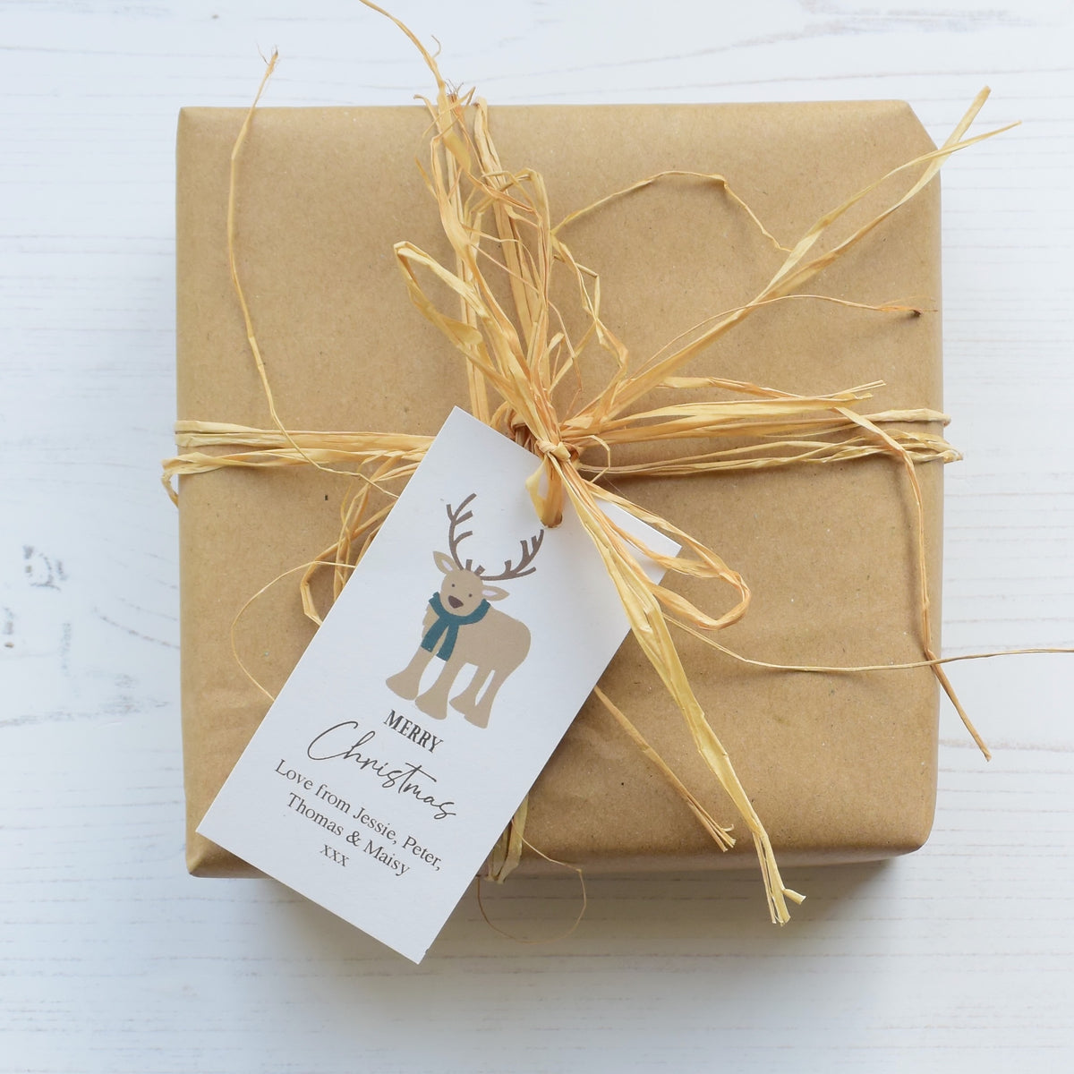 10 Personalised Reindeer Christmas Gift Tags