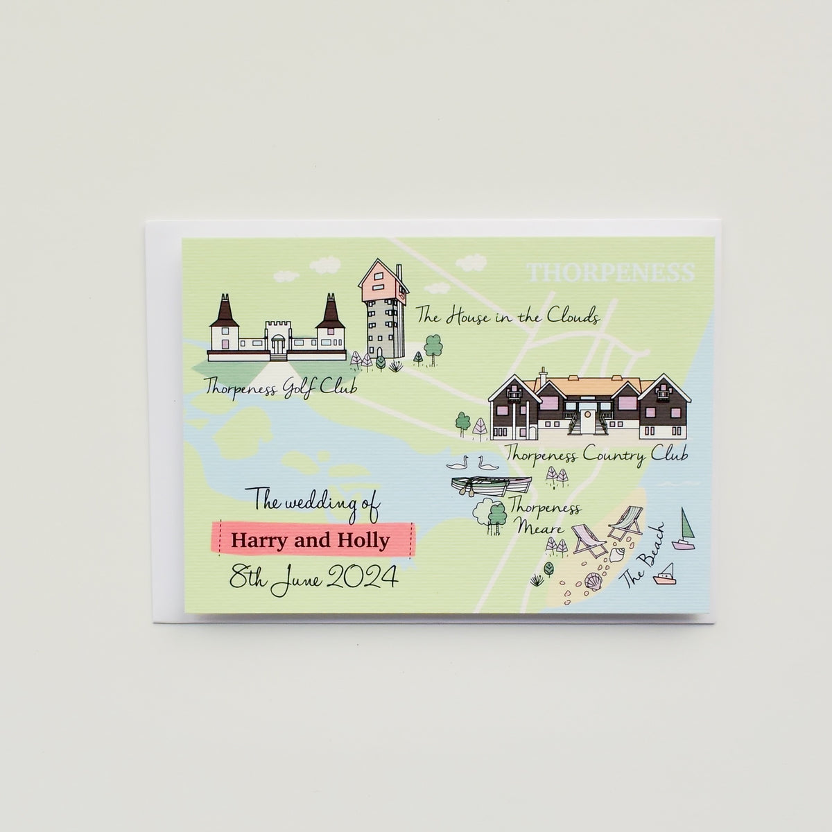 Illustrated Bespoke Map Invitation - Pastel