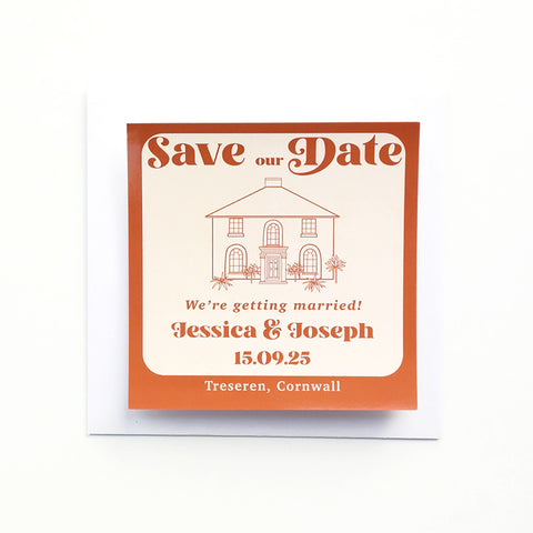 Retro Style Venue Illustration Save the Date