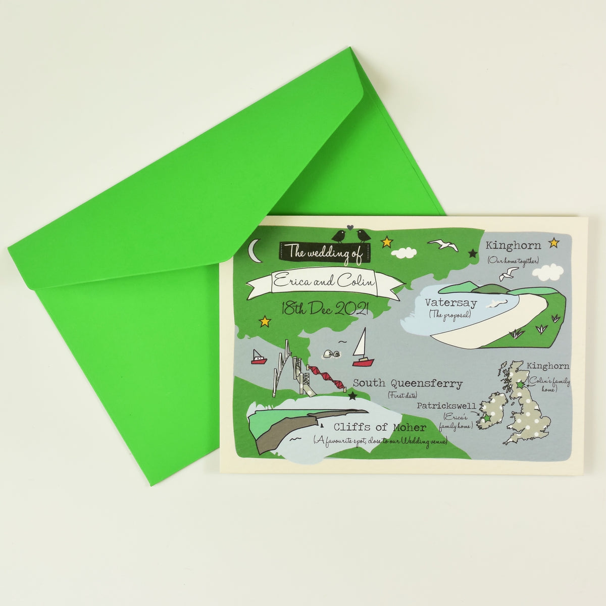 Illustrated Bespoke Map Invitation - Our Story Coast
