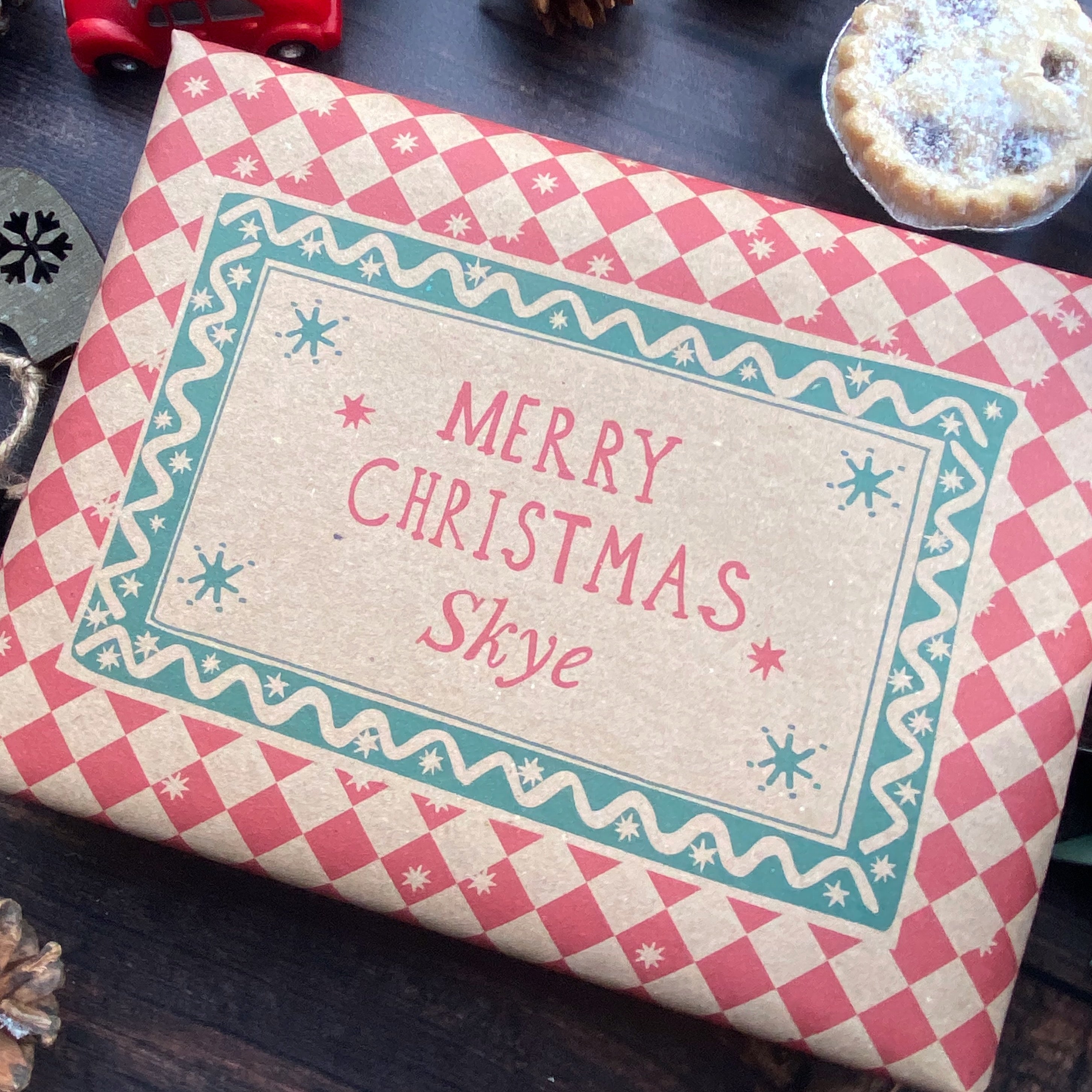 Christmas Personalised Paper Fibre Manilla Kraft Wrapping Paper