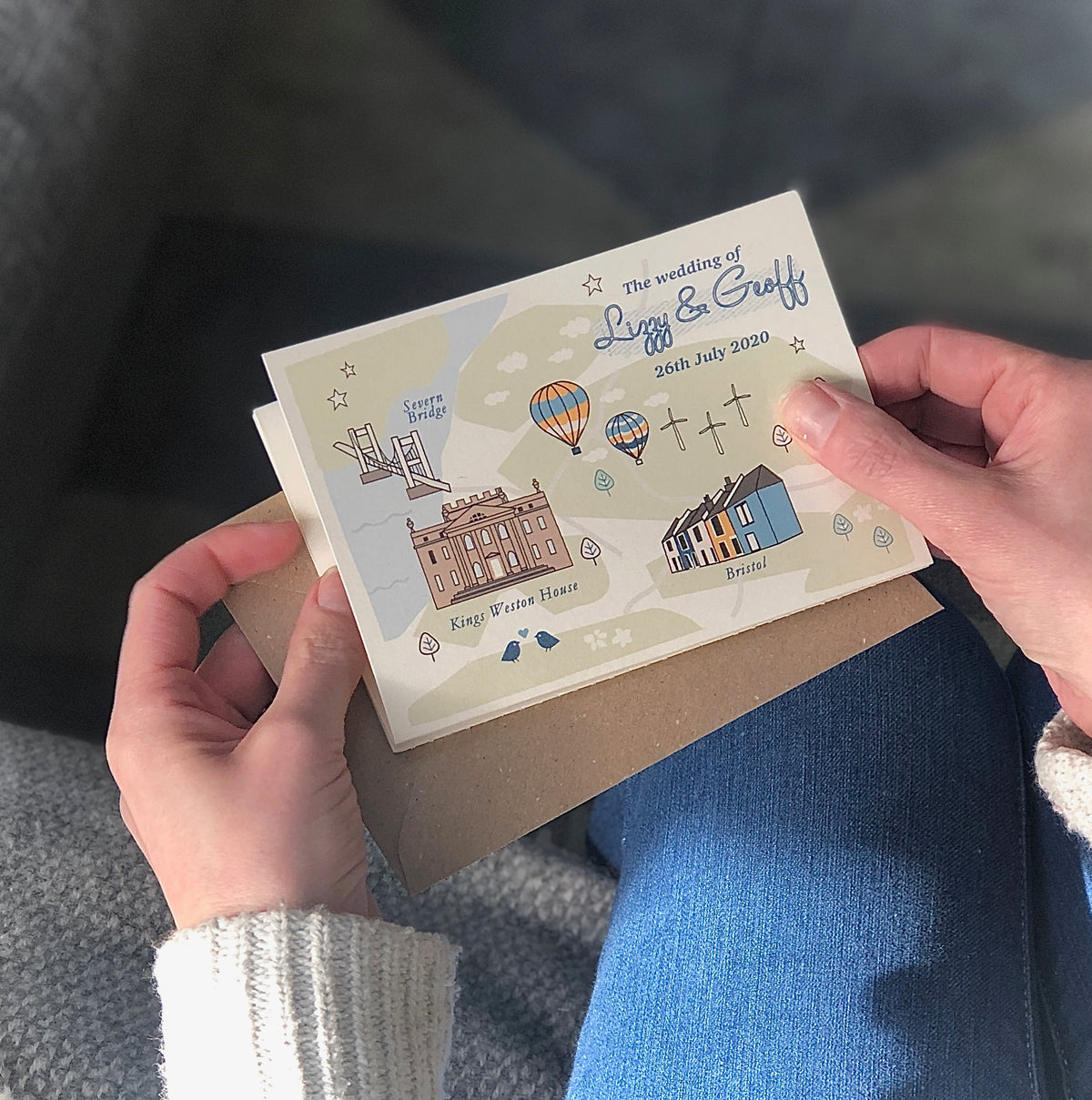BESPOKE ILLUSTRATED FOLDED WEDDING INVITATION WITH TIMELINE