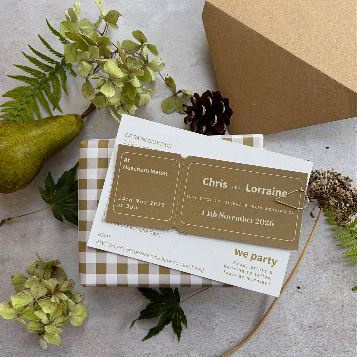 Ticket Style Wedding Invitation