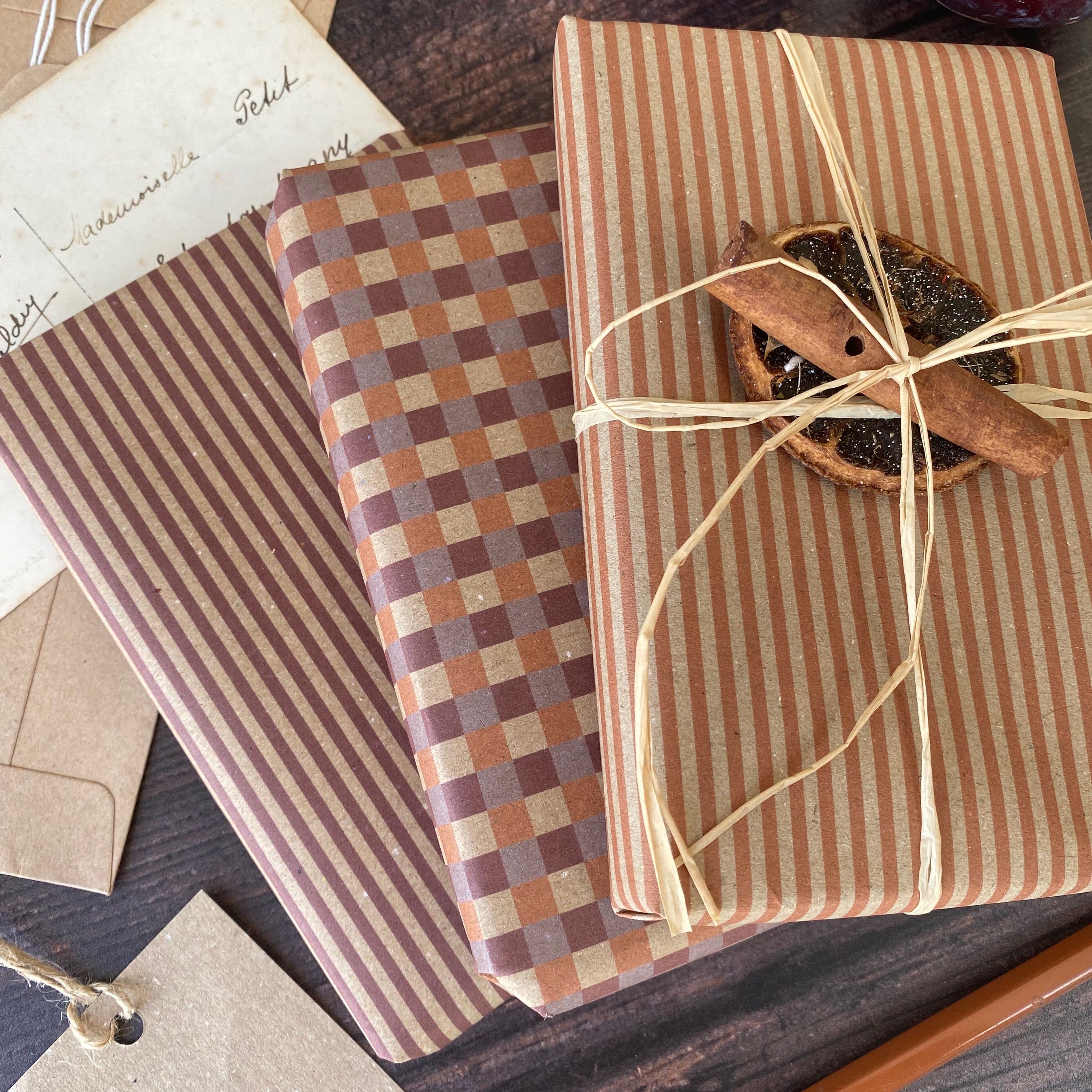 Cinnamon, Purple & Lilac Gingham Fibre 42 x 29.7cm