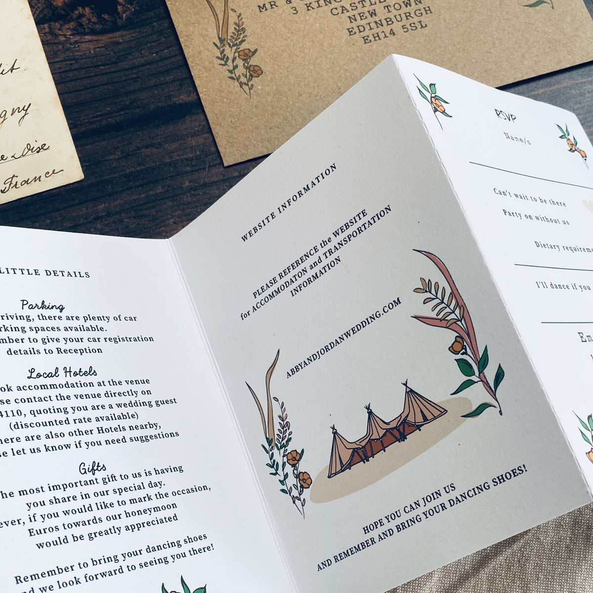 Rustic Boho Tipi Wedding Invitation