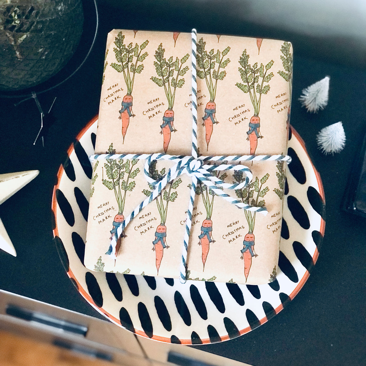 Personalised Carrot Christmas Wrapping Paper