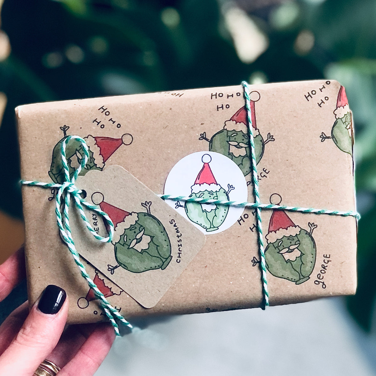 Personalised Brussels sprout Christmas Wrapping Paper
