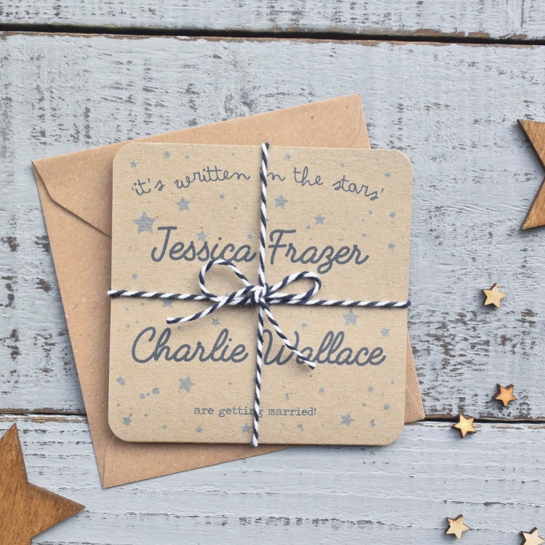 Written in the Stars Tri Fold Recycled Folded Wedding Invitation
