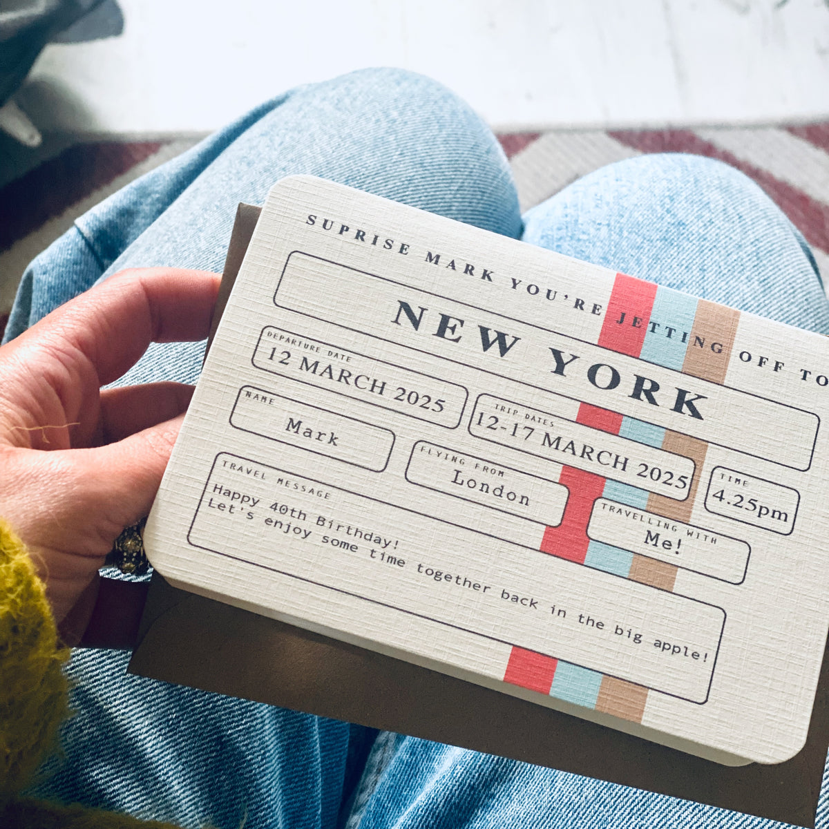 Retro Boarding Pass Personalised Gift Card