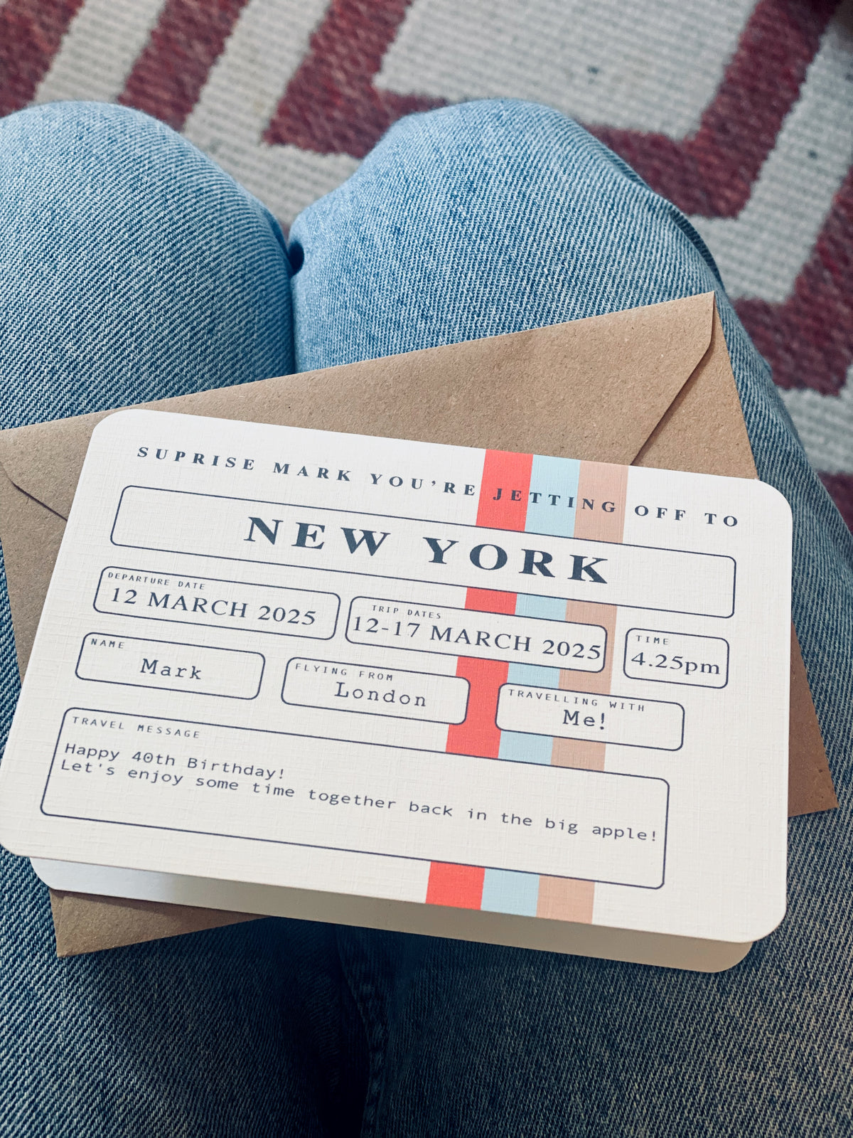 Retro Boarding Pass Personalised Gift Card