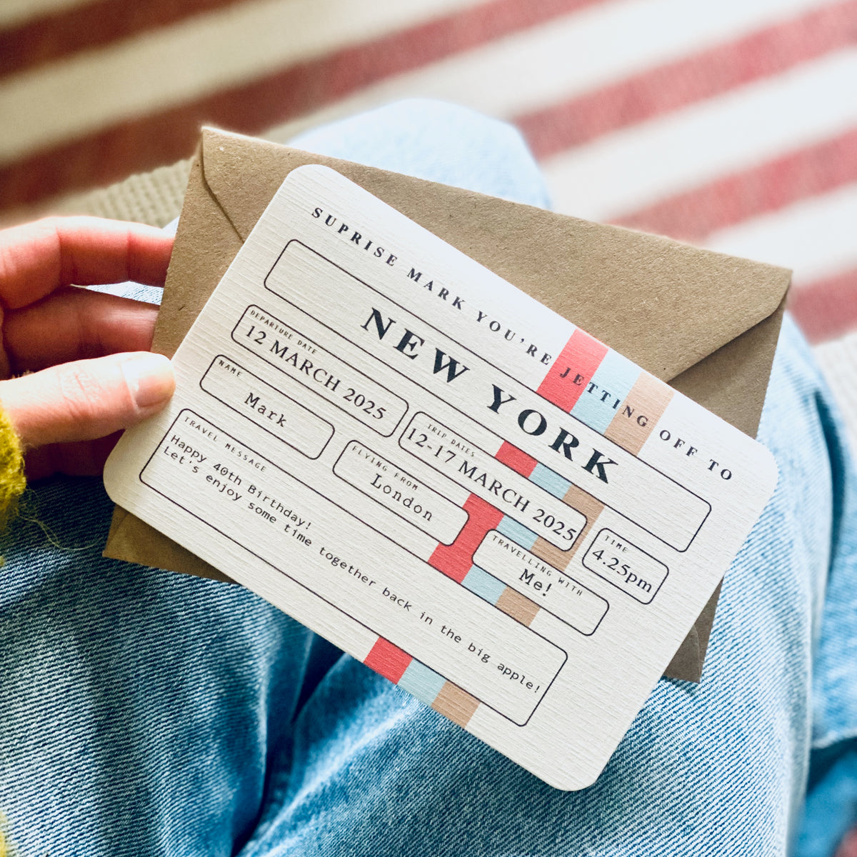 Retro Boarding Pass Personalised Gift Card