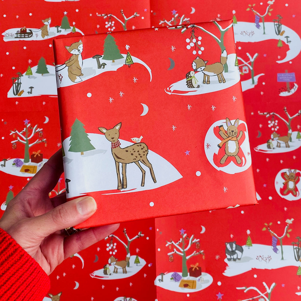 Vintage Style Woodland Christmas Trail Wrapping Paper