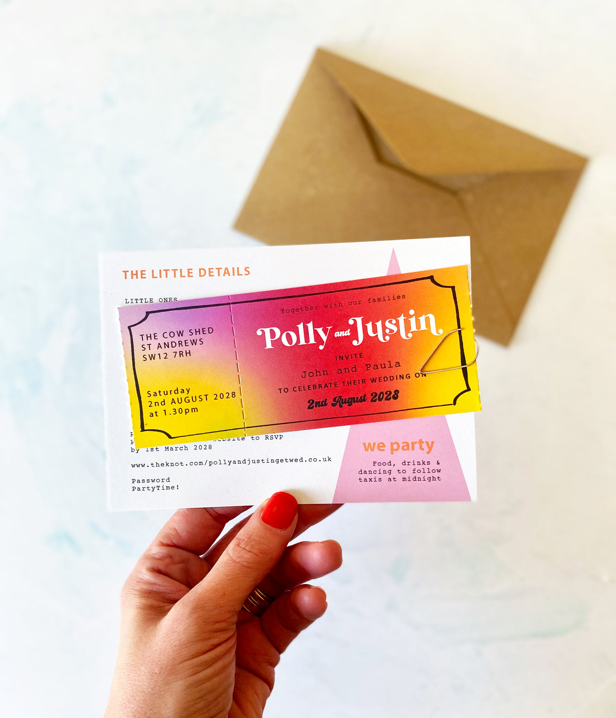 Festival Ticket Wedding Invitation - Retro
