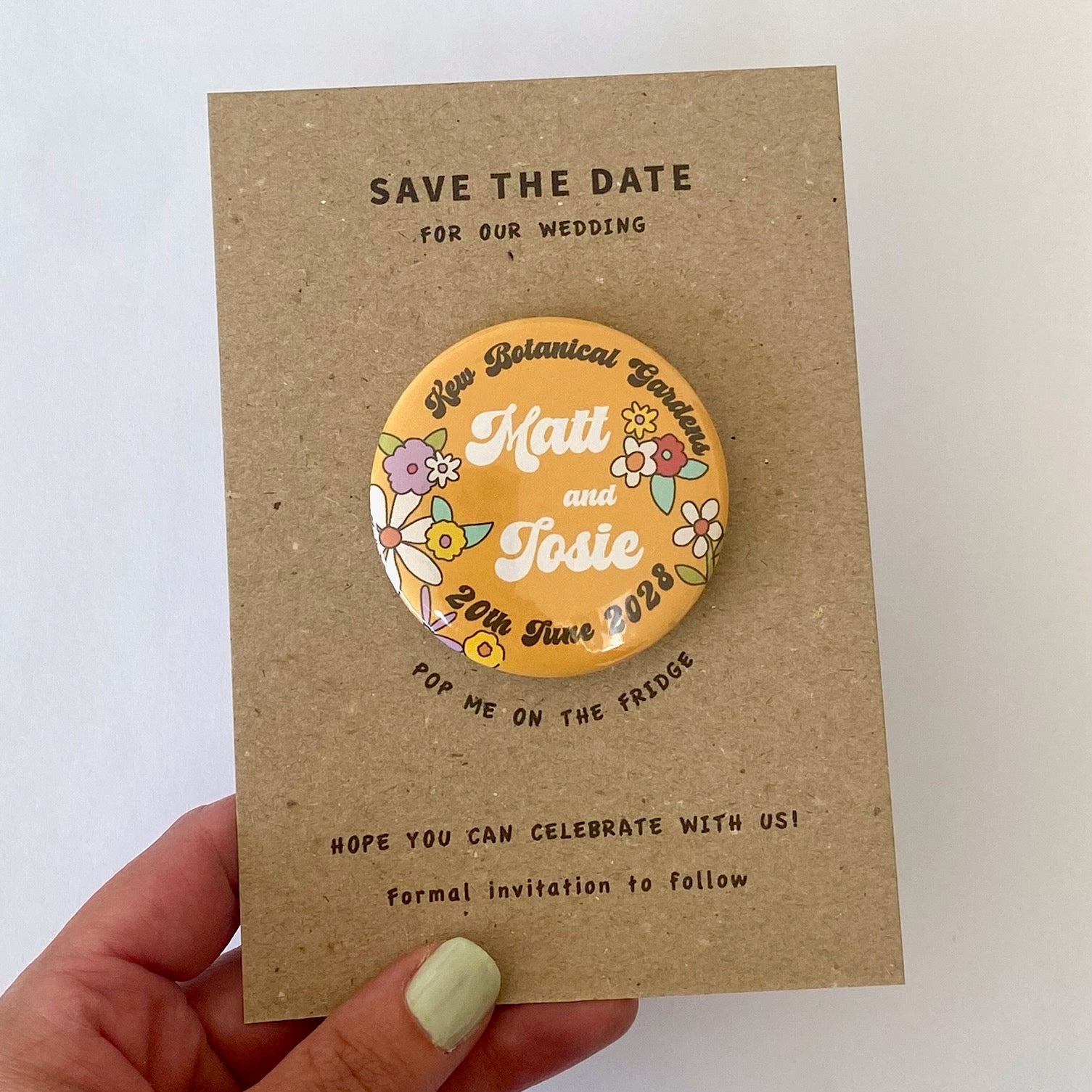 Retro Floral Save The Date Magnet