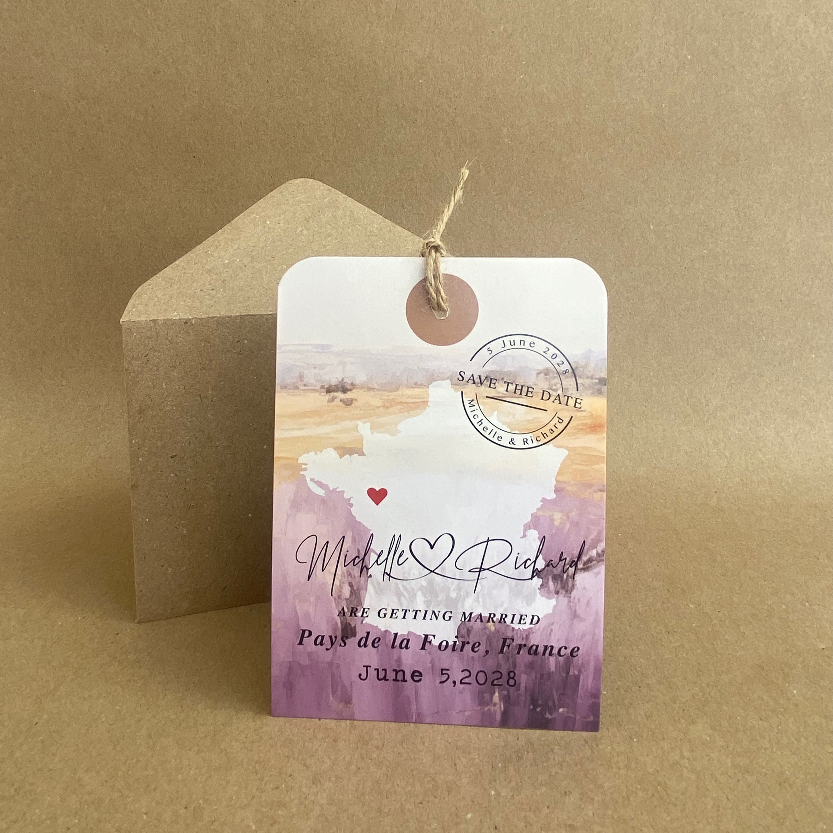 Luggage Tag with wooden heart - Landscape