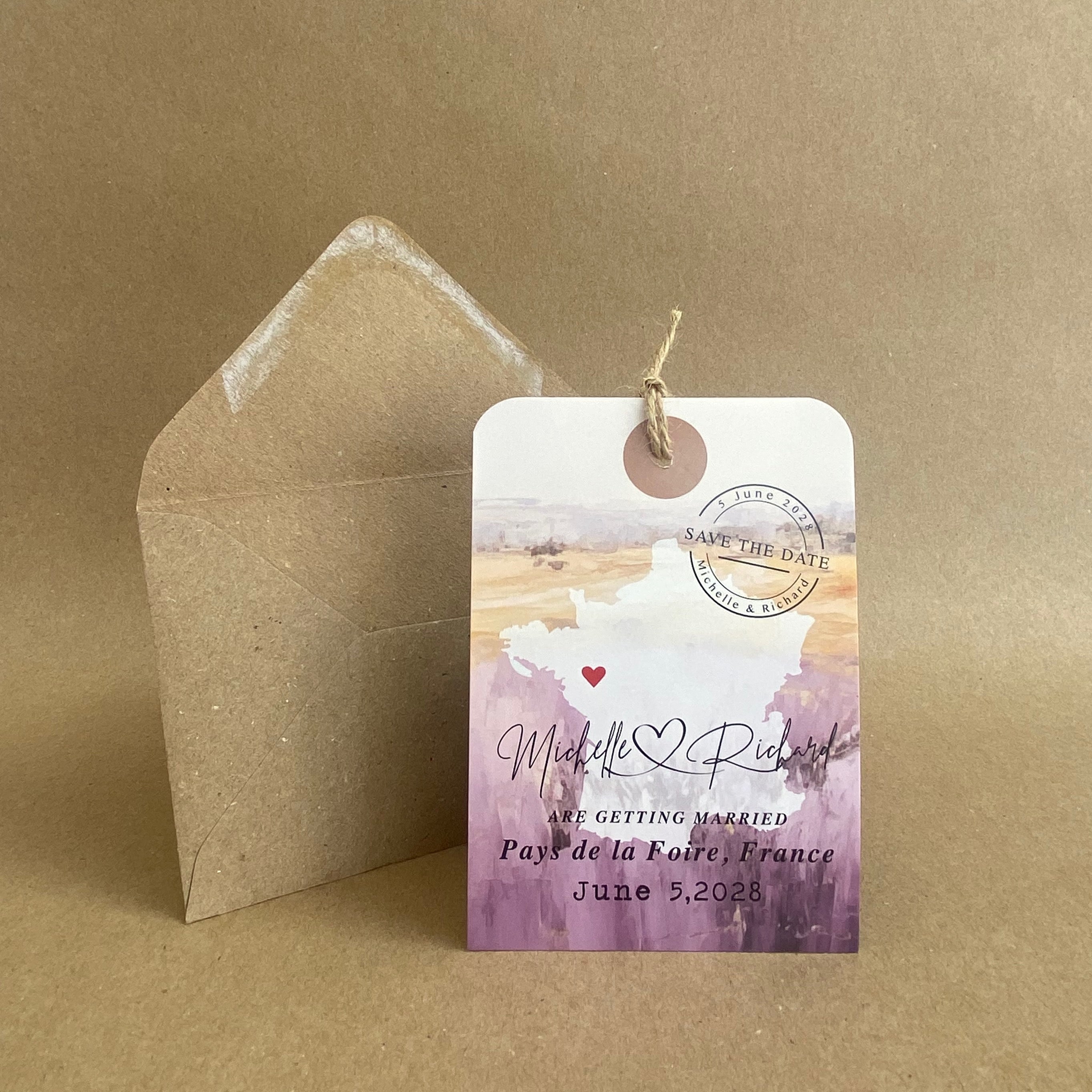 Luggage Tag with wooden heart - Landscape