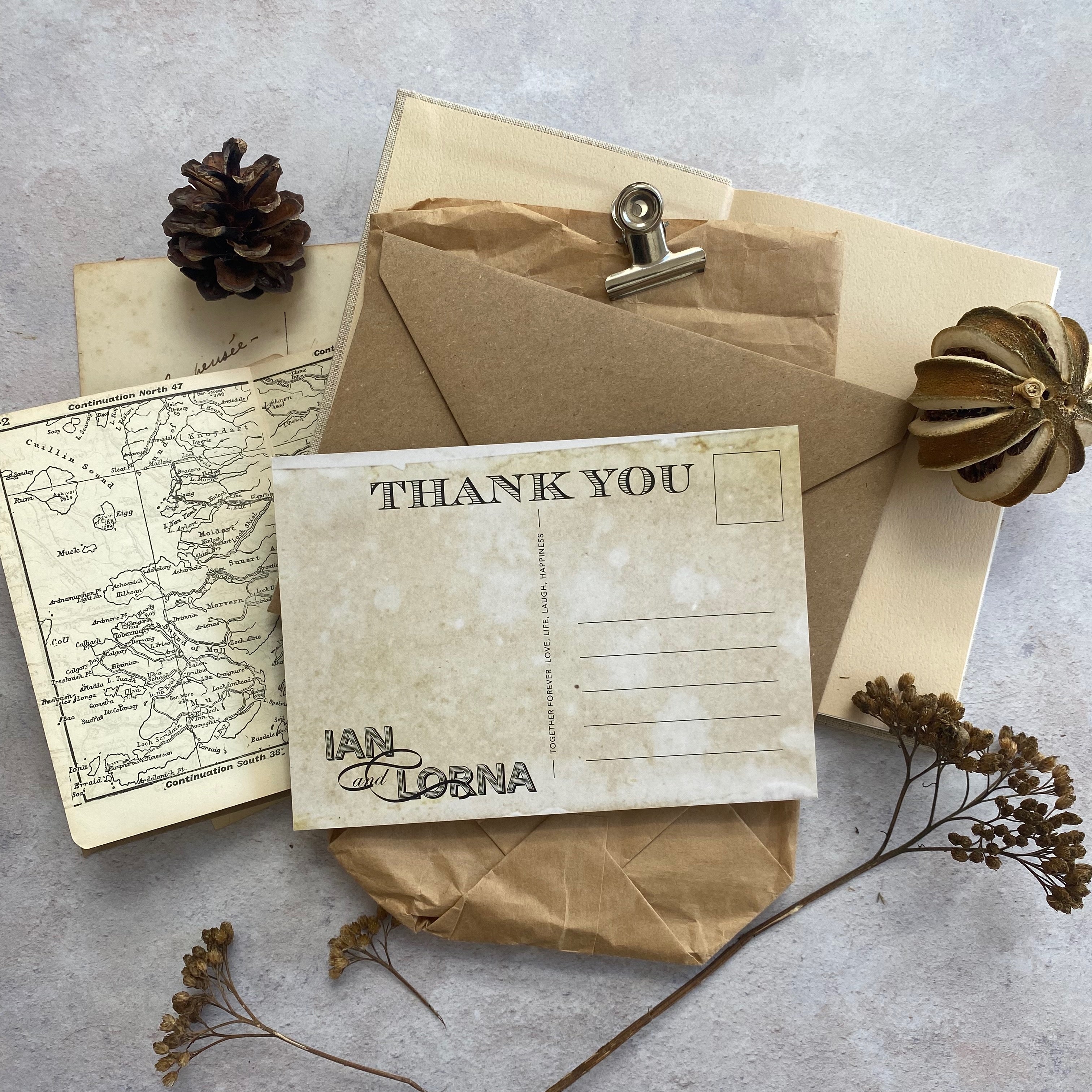 Personalised Vintage Style Thank you Postcards