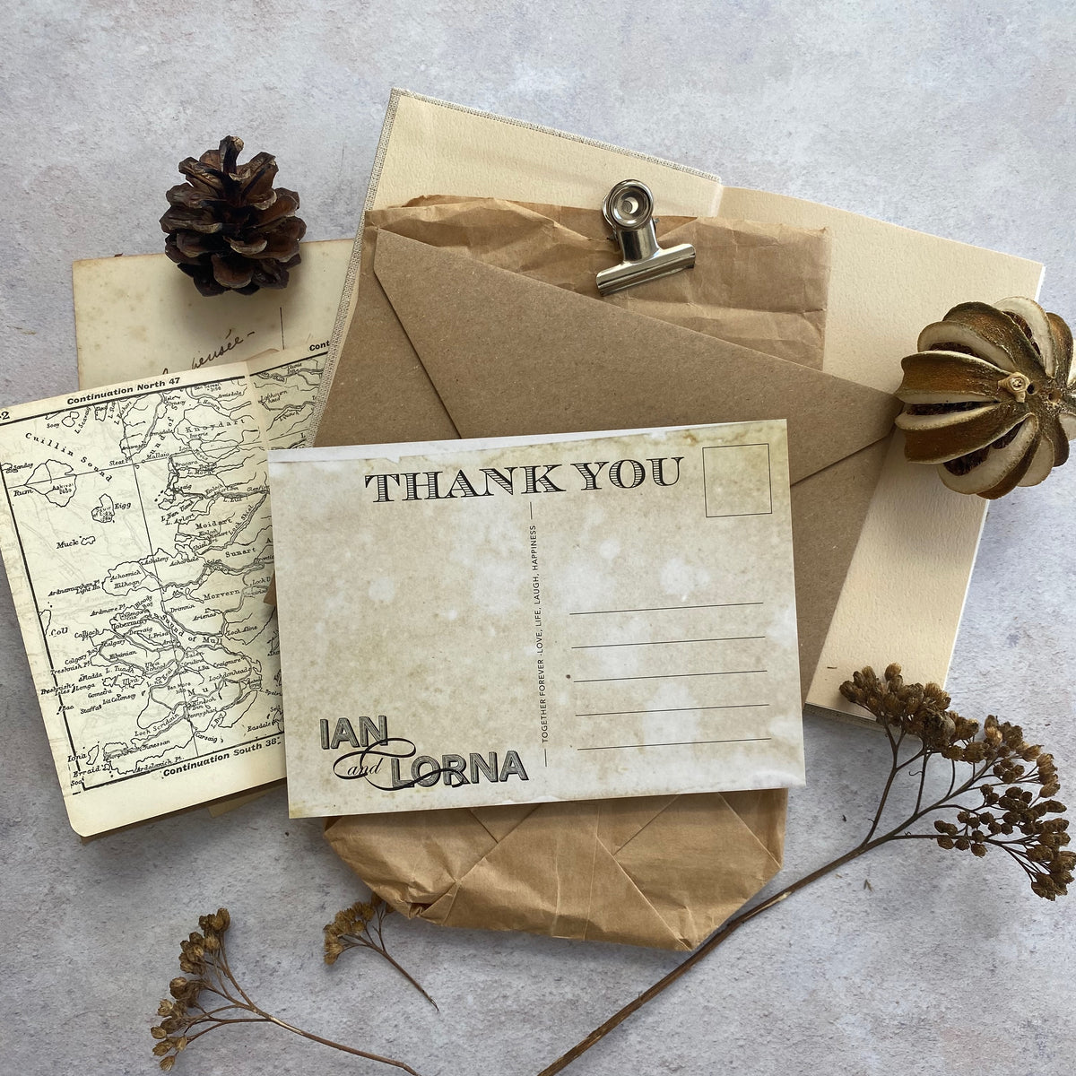 Personalised Vintage Style Thank you Postcards