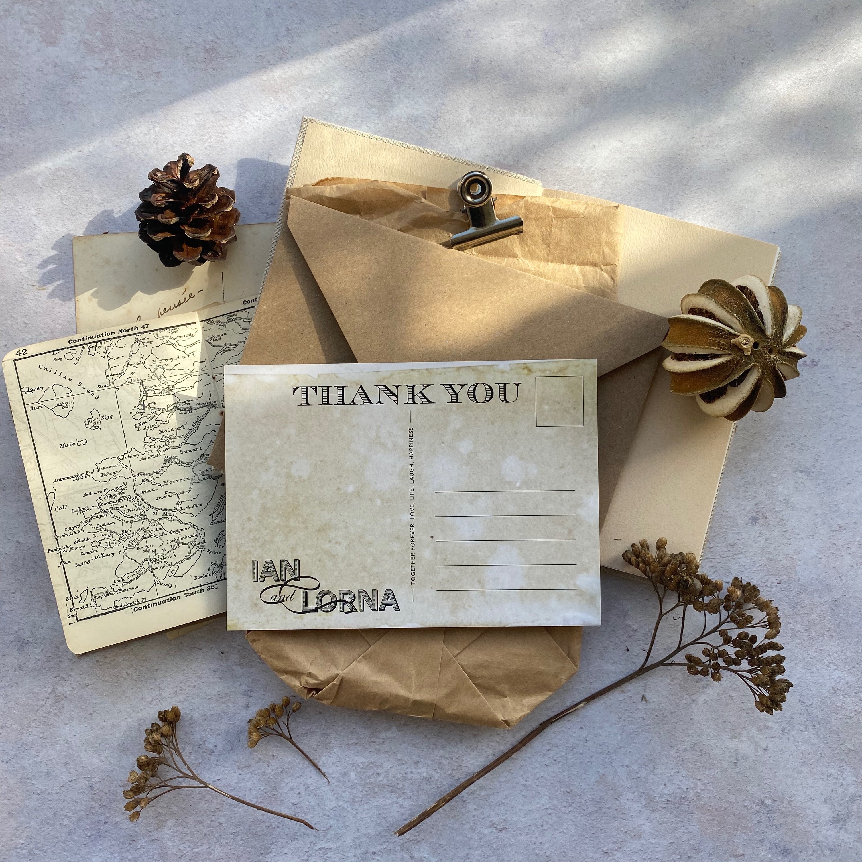 Personalised Vintage Style Thank you Postcards