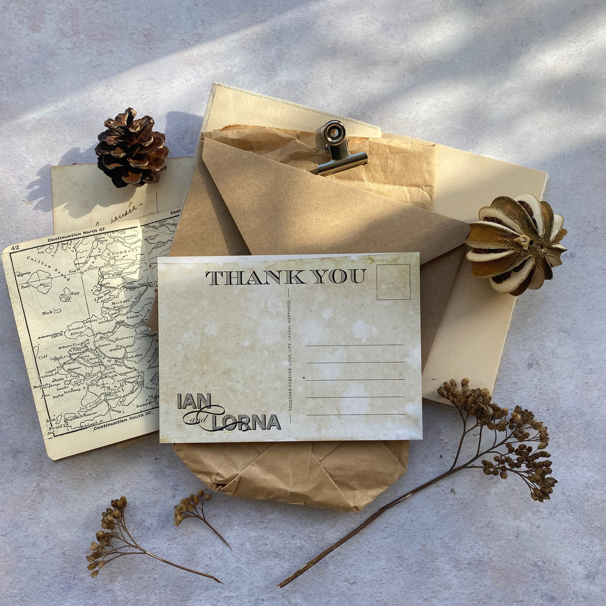 Personalised Vintage Style Thank you Postcards